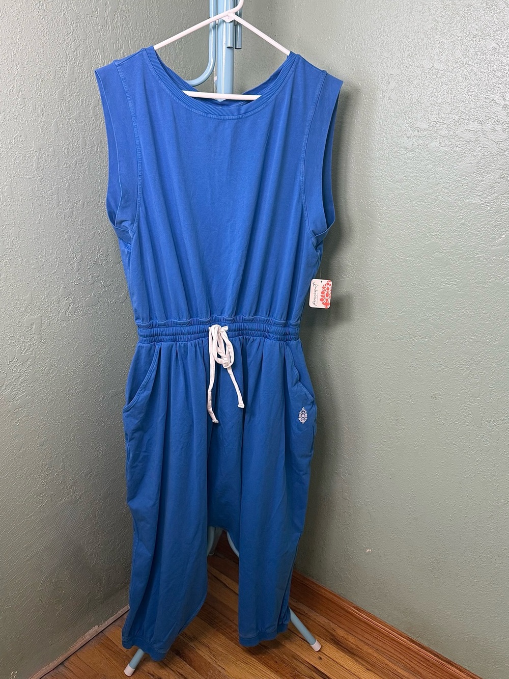 FP Movement by Free People Blue Sleeveless Cropped Jumpsuit